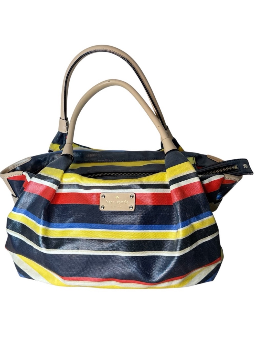 KATE SPADE Stevie Westchester Forever Stripe Satchel Shoulder Handbag Bag *Flaw